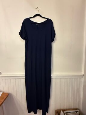 GAP Navy Blue Short Sleeve Maxi Dress